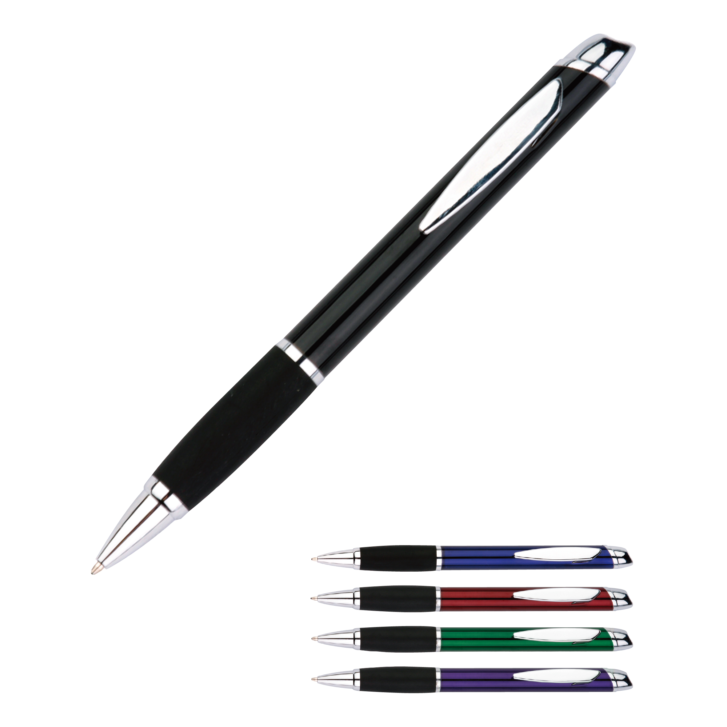 Rotated Metal Ballpoint Pen with Pocket Clip 0.7mm or 1.0mm