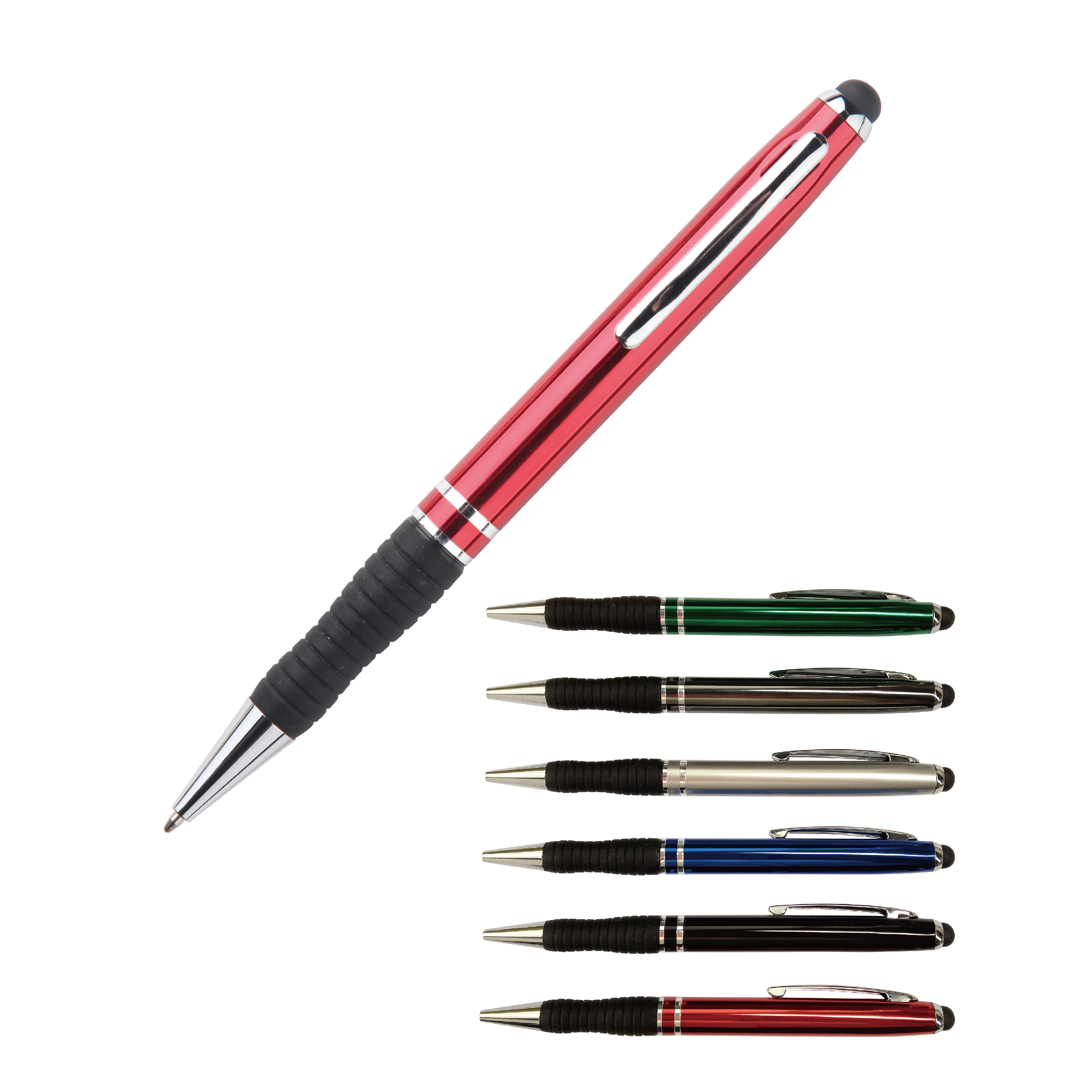 Bolígrafo giratorio de metal con lápiz óptico en la parte superior de 0,7 mm y 1,0 mm