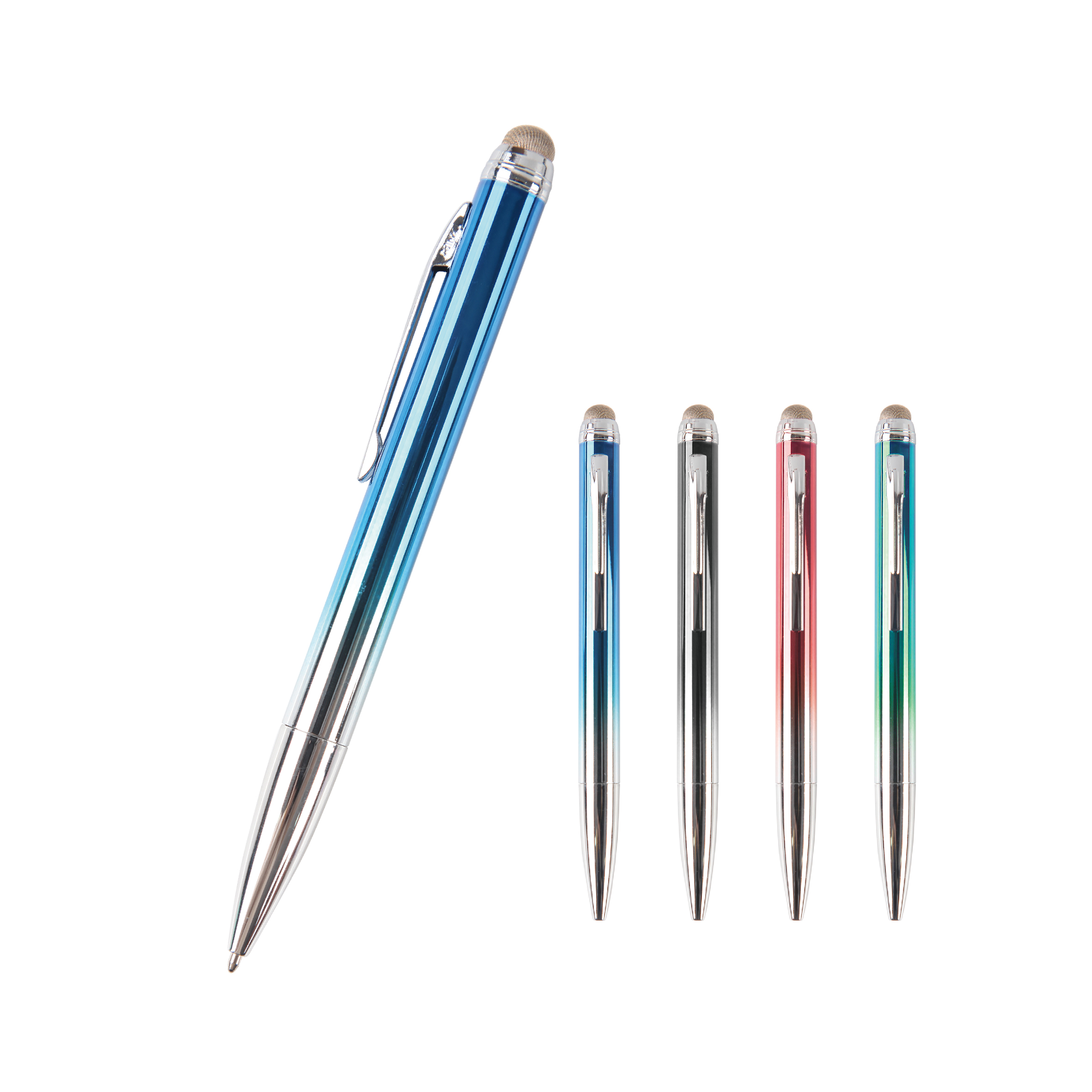 1,0 mm/0,7 mm drehbarer Kugelschreiber aus Metall, einziehbar, mit Stylus oben