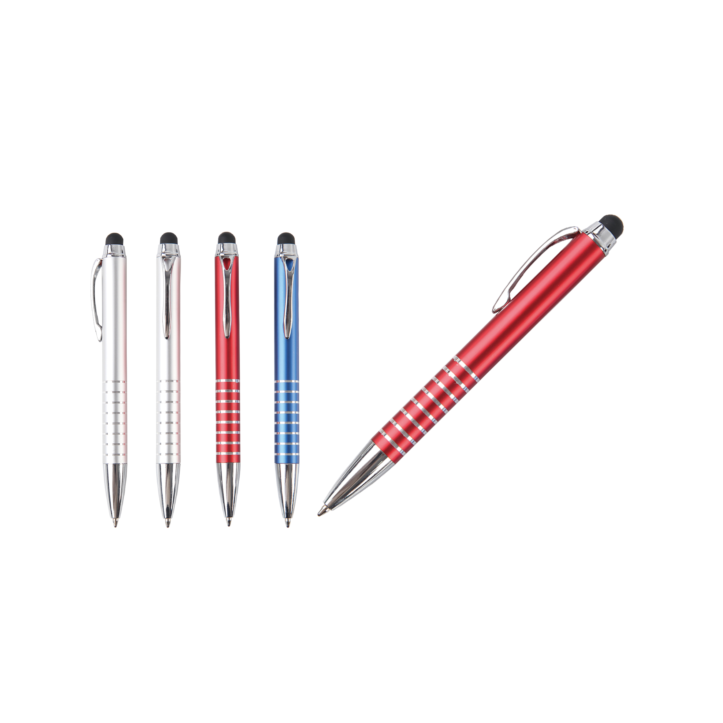 Dual Tip Twistable Metal Ball Pen With Stylus On Top,0.7mm/1.0mm