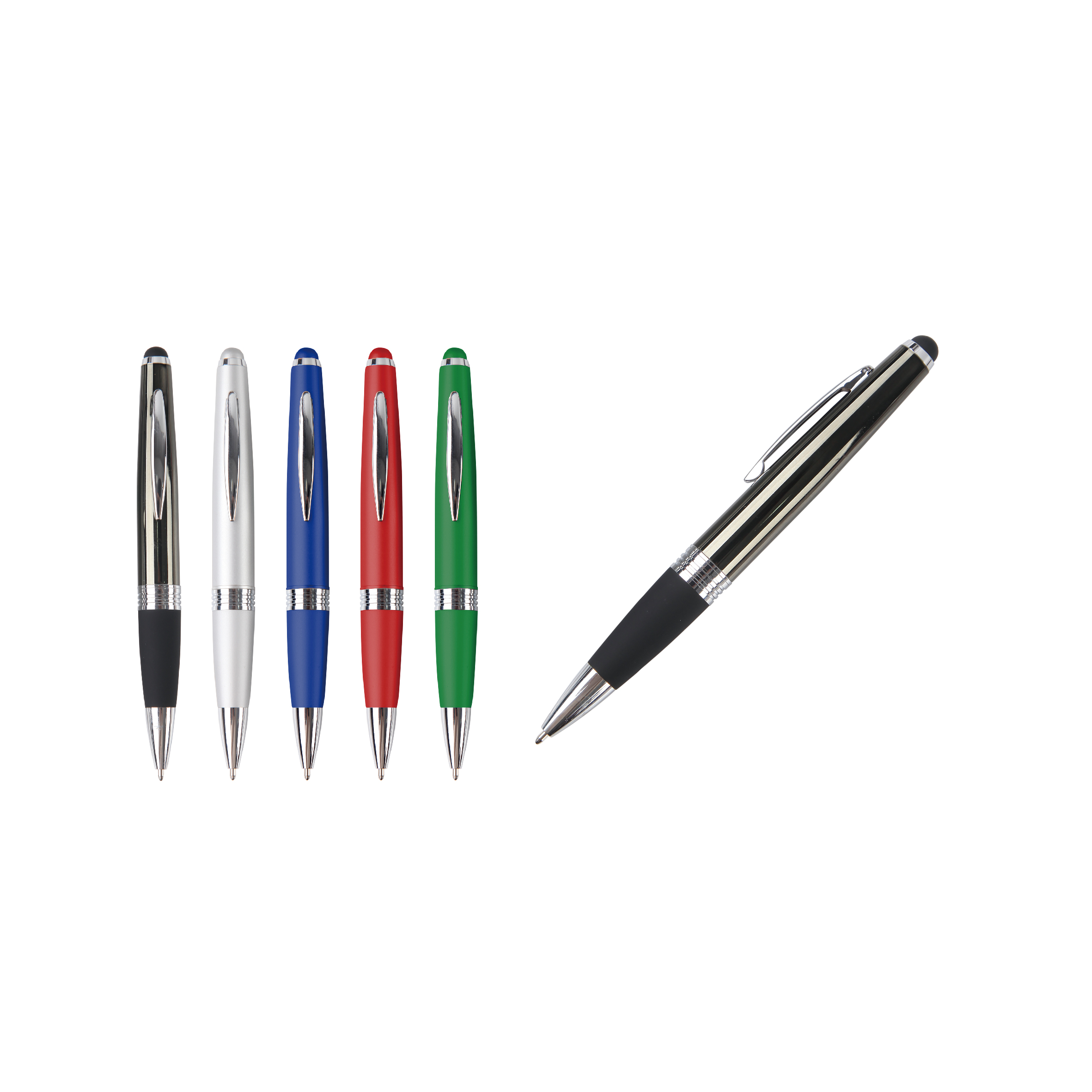 Twistable Rotated Metal Ball Pen with Phone Stylus 1.0mm 0.7mm
