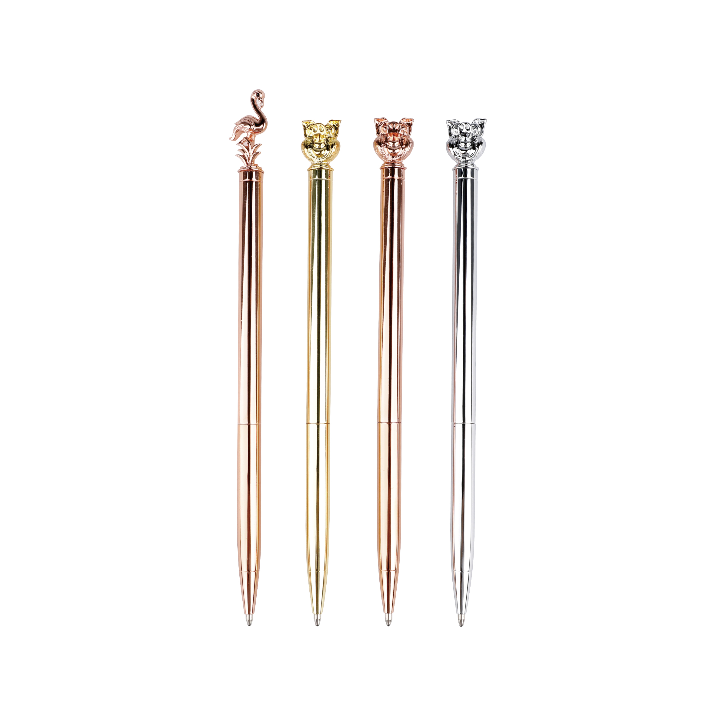 Süße Tiere, drehbarer Kugelschreiber aus Metall, Metallic-Farben, 0,7 und 1,0 mm
