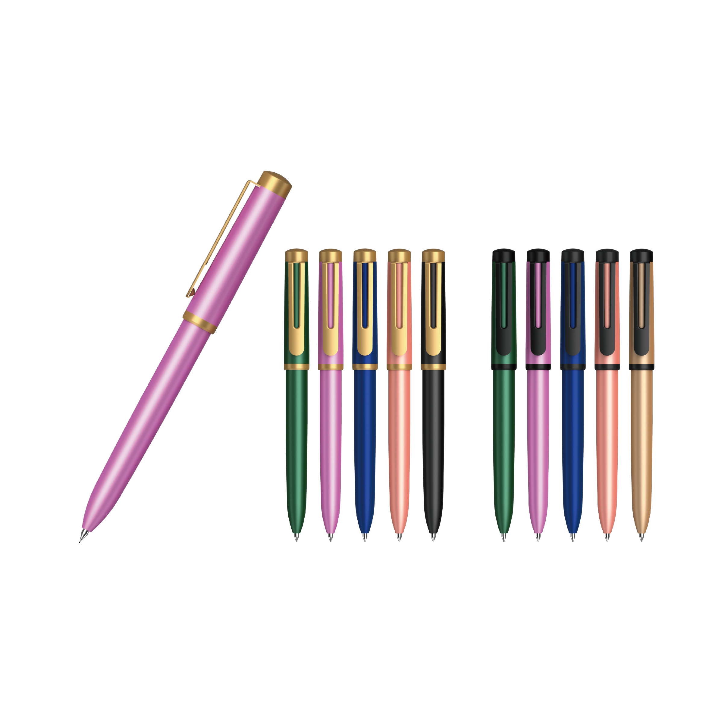 0.5/0.7mm Twistable Metal Pen with Pocket Clip for Business Office