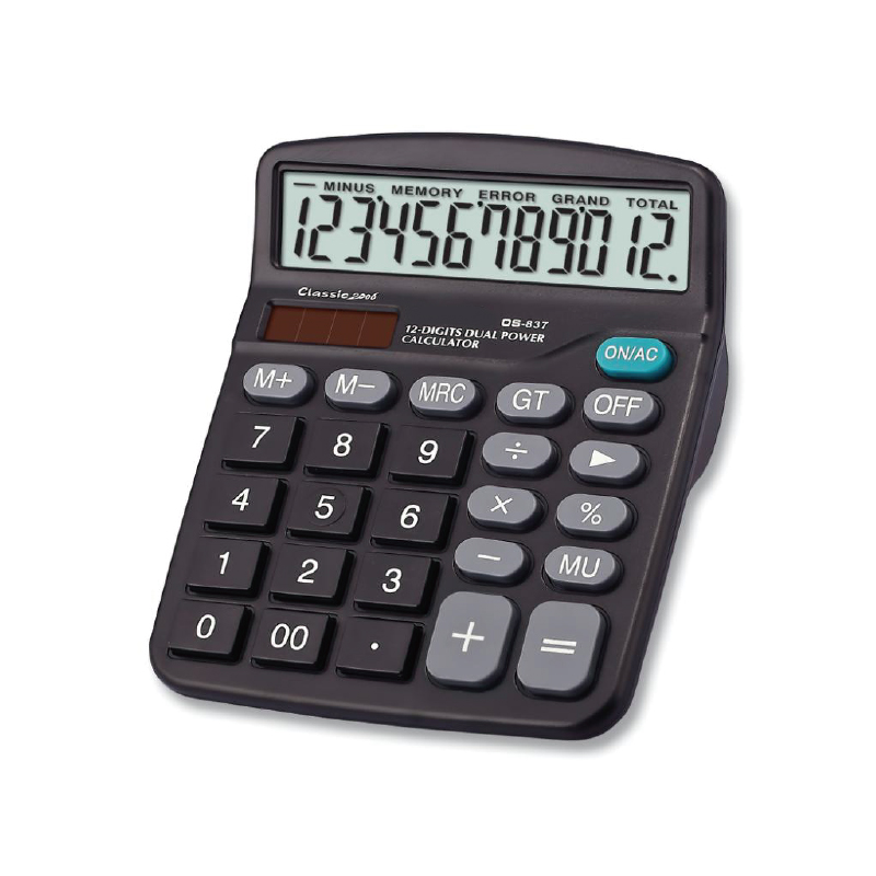 Calculadora básica con pantalla extra grande de 12 dígitos