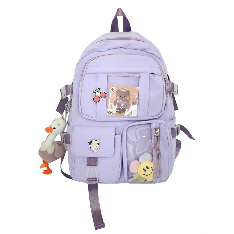 Purple Yellow White Backpack with lots of Pockets for Girls Students