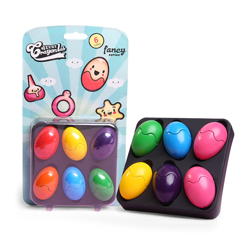 6&9 Fashion Colors Fancy Series Hollow Egg Painting Crayons for Baby