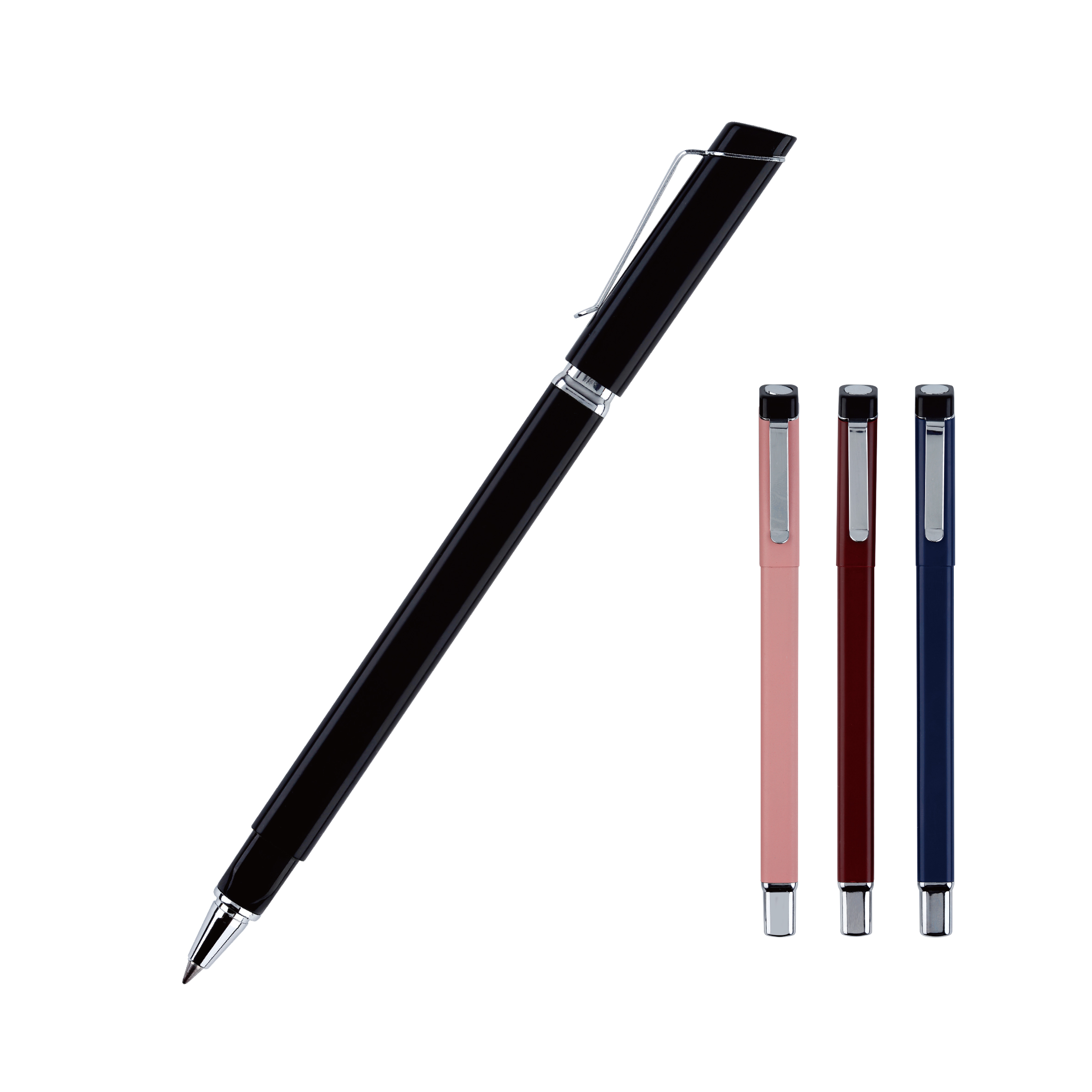 Blue&Red&Black Ink Square Barrel Cap Type Metal Roller Pen
