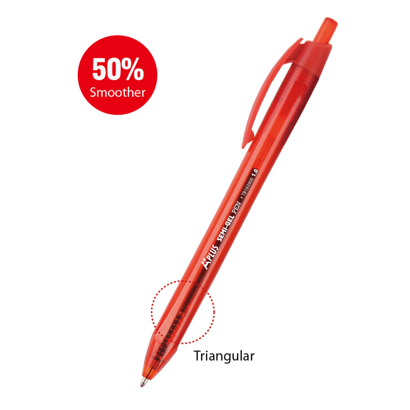 Retractable Triangular Semi Gel Pen Roller&Needle Tip 1.0&0.7mm