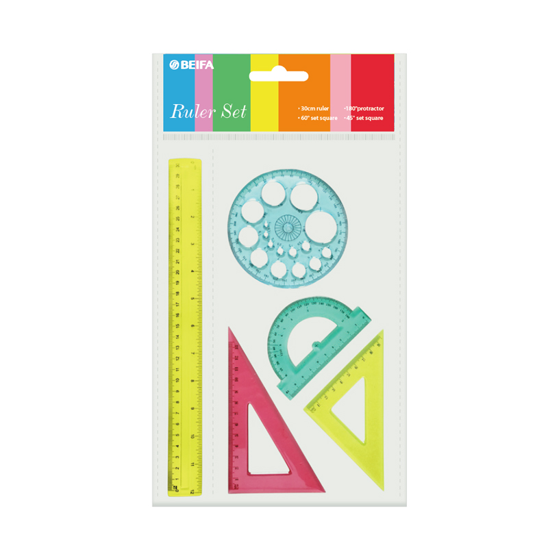 30cm Plastic Ruler Set Including Protractors&12 Inch Straight Regular