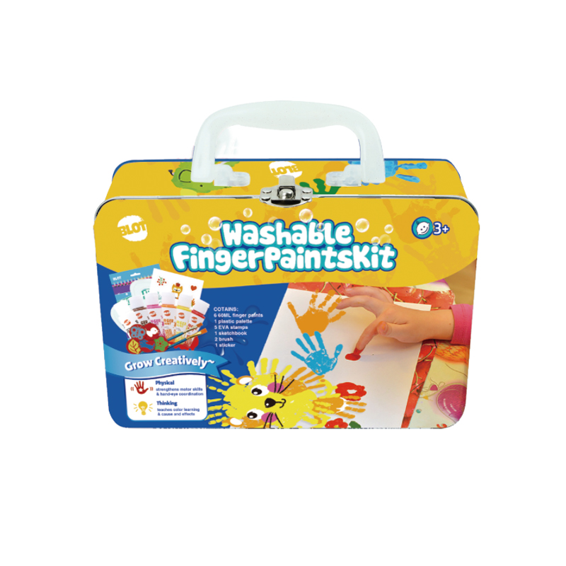 Chinese Washable Fingerpaint Kit na may 6 Finger Paints at Eva Stamps