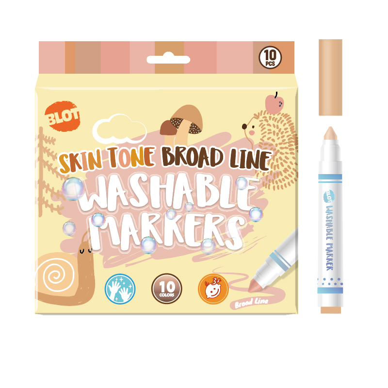 10PCS Skin Tone Broad Line Washable Markers