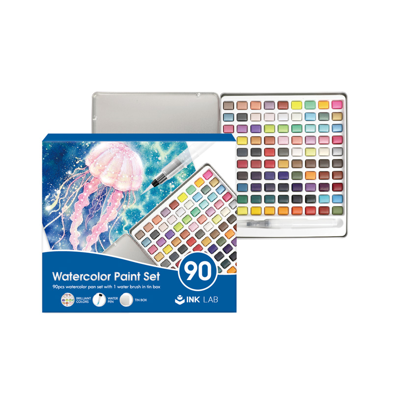 90pcs Normal Watercolor Pan Set with Normal Color and Metallic Color