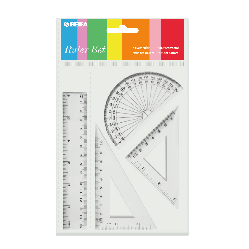 Transparent PS Ruler Set 4 PCS 15cm or 6 Inches Straight Ruler