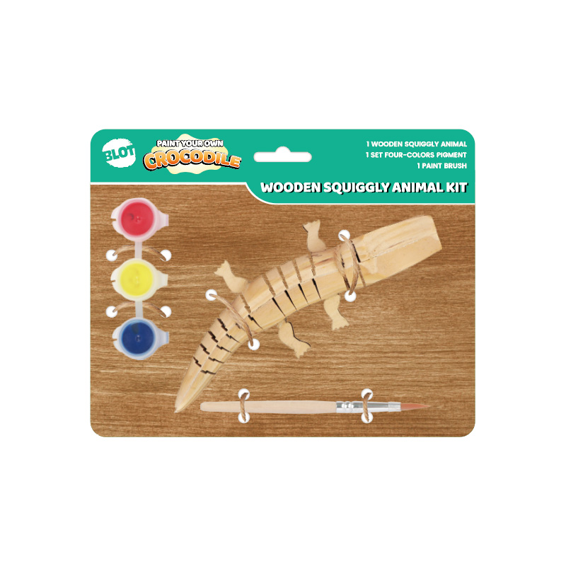 Krokodil-Schnörkeltier-Set aus Holz