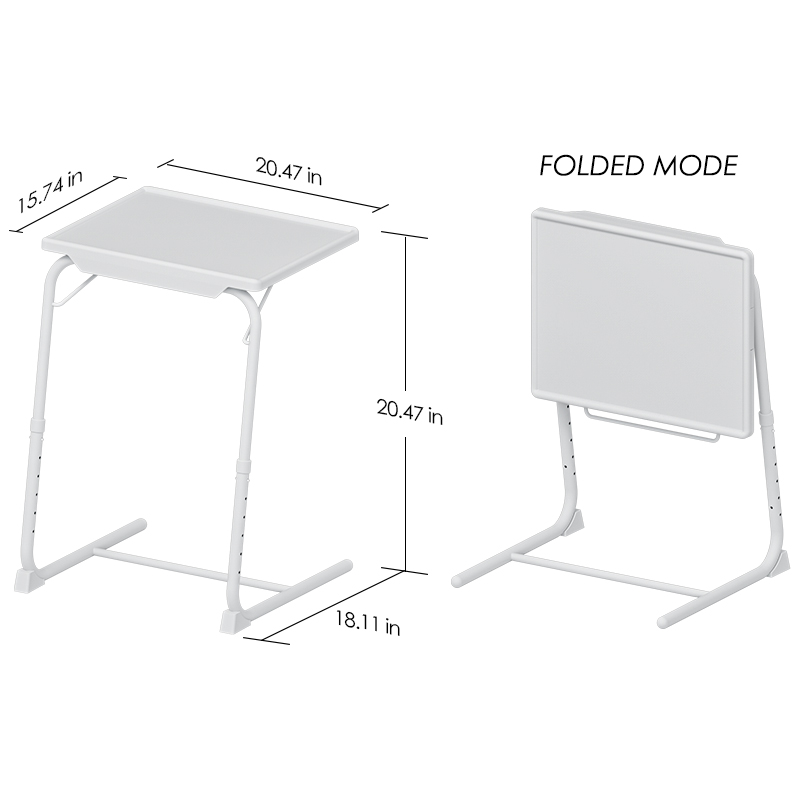 Adjustable TV Tray Table – TV Dinner Tray on Bed & Sofa, Comfortable Folding Table with 6 Height
