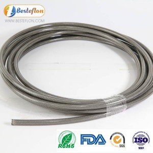 OEM Supply China NPT Male Pipe Ends Stainless Steel Wire Reinforced High Temperature Heat Resistant Food Grade Smooth Bore PTFE Hose