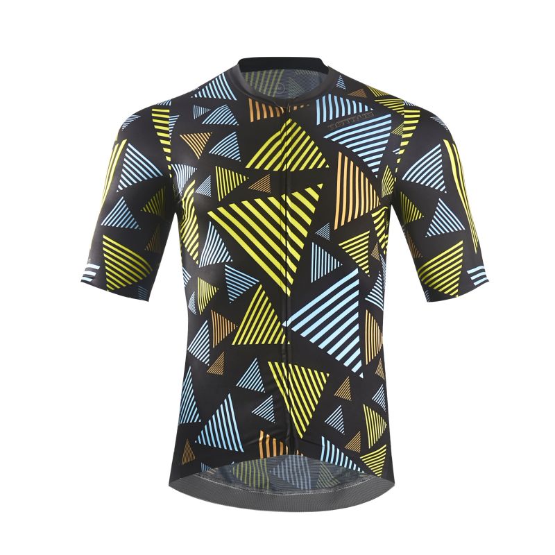 Men’s Lines Black Short Sleeve Cycling Jersey Custom