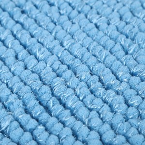 Water absorbent 21 x 34 inches light blue non slip shaggy chenille bath mat