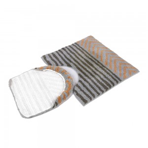 סט שטיחוני אמבט מיקרופייבר עם פסים סופגים נגד החלקה