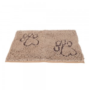 Microfiber chenille dog pet mat with paw