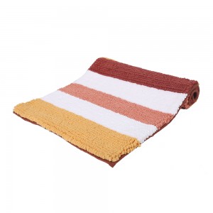 Non-slip machine washable colored stripes chenille mat