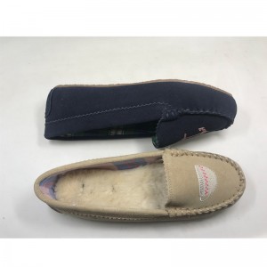 Womens leather slipper cowsuede shoes cozy slipper