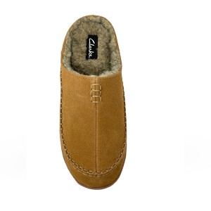 Clarks Mens Comfort Slipper Warm Plush Sherpa Lined Indoor Outdoor Genuine Leather House Slippers for Men