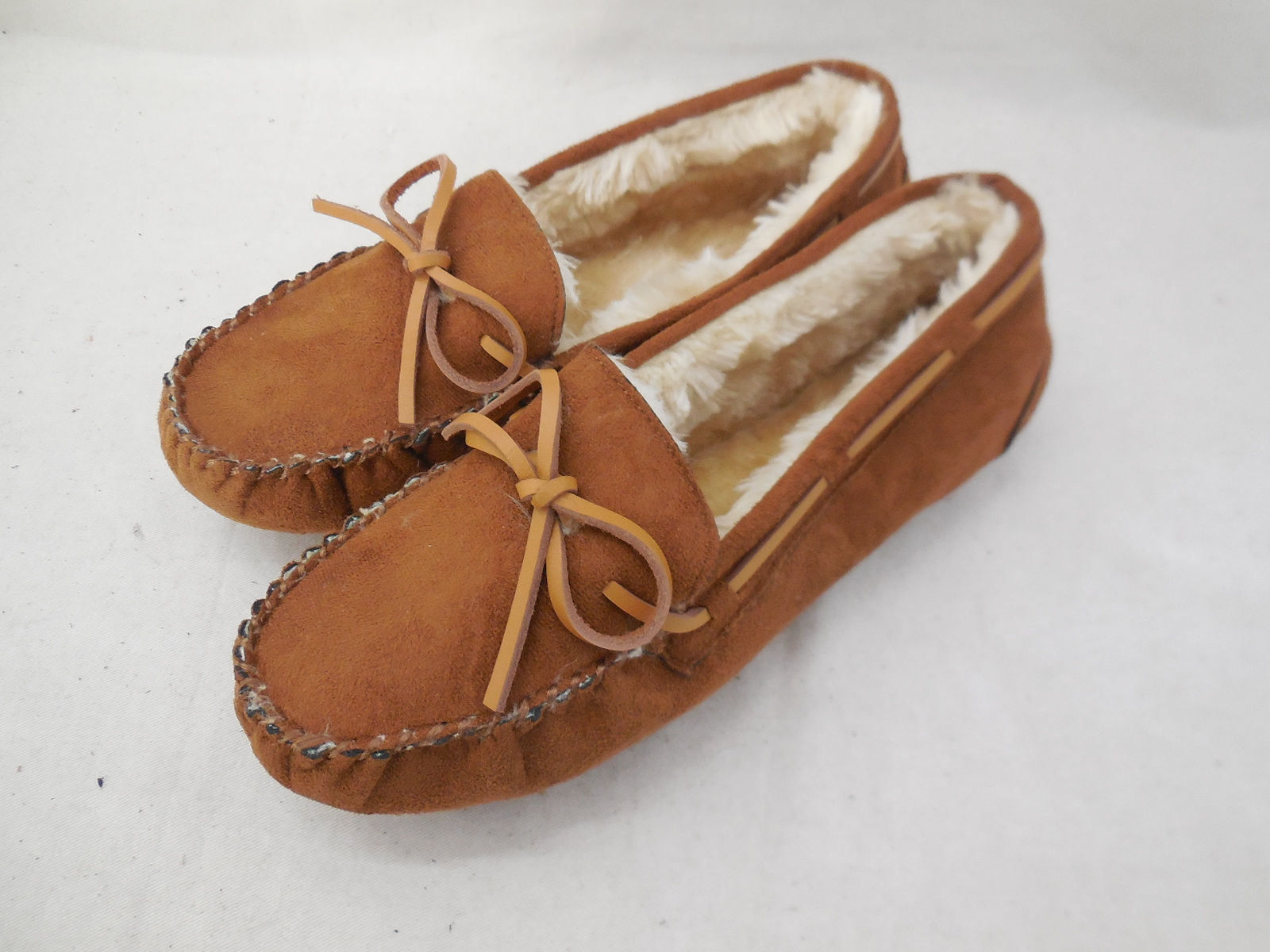 Womens warm casual shoes moccasin slipper with lace