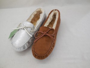 Womens warm casual shoes moccasin slipper with lace