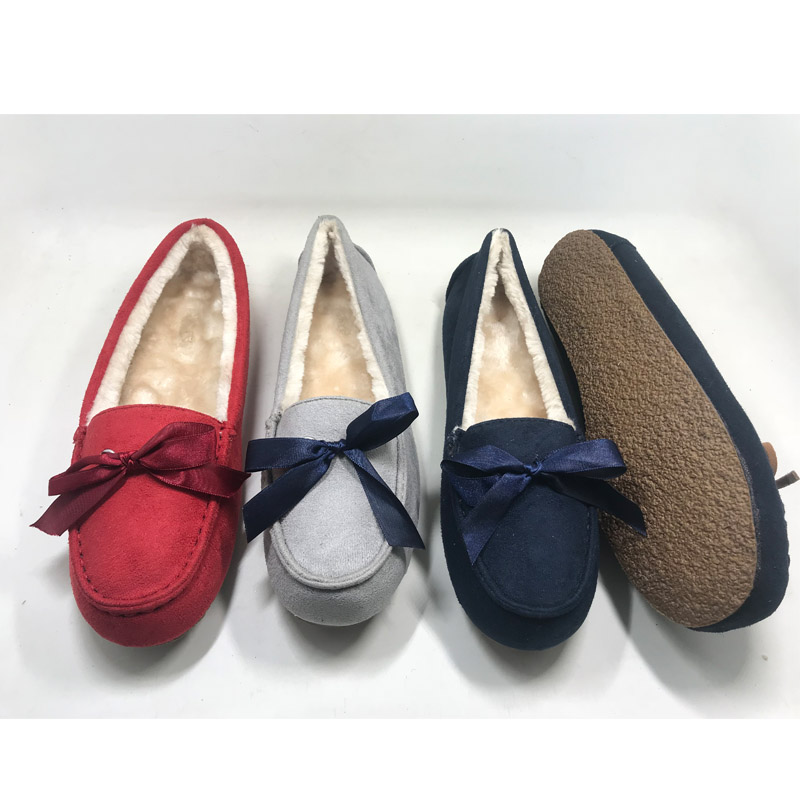 Womens Microsuede Moccasin Slipper with Ribbon Bow (3)
