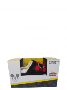 Boys Mickey Plaid Scuff Slipper With Embroidery In Shoe Gift Box (Little Boys & Big Boys)