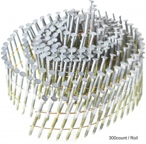 2-1/2-inch x .092-inch 15-grade bobină de sârmă asamblată cu cap rotund complet cu tija inelă bobină cui
