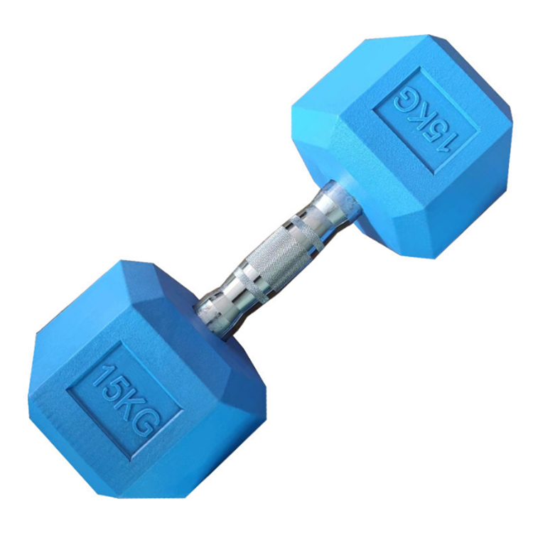colour Rubber Coated Hex Dumbbell