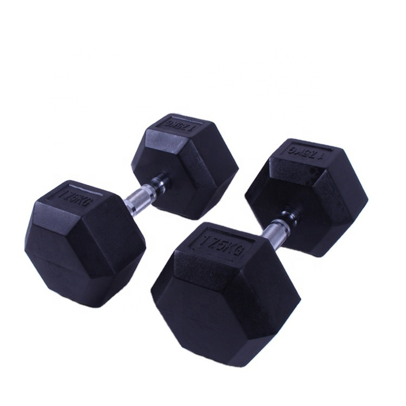 Mancuerna de hierro de goma hexagonal con mancuernas de peso para entrenamiento de potencia