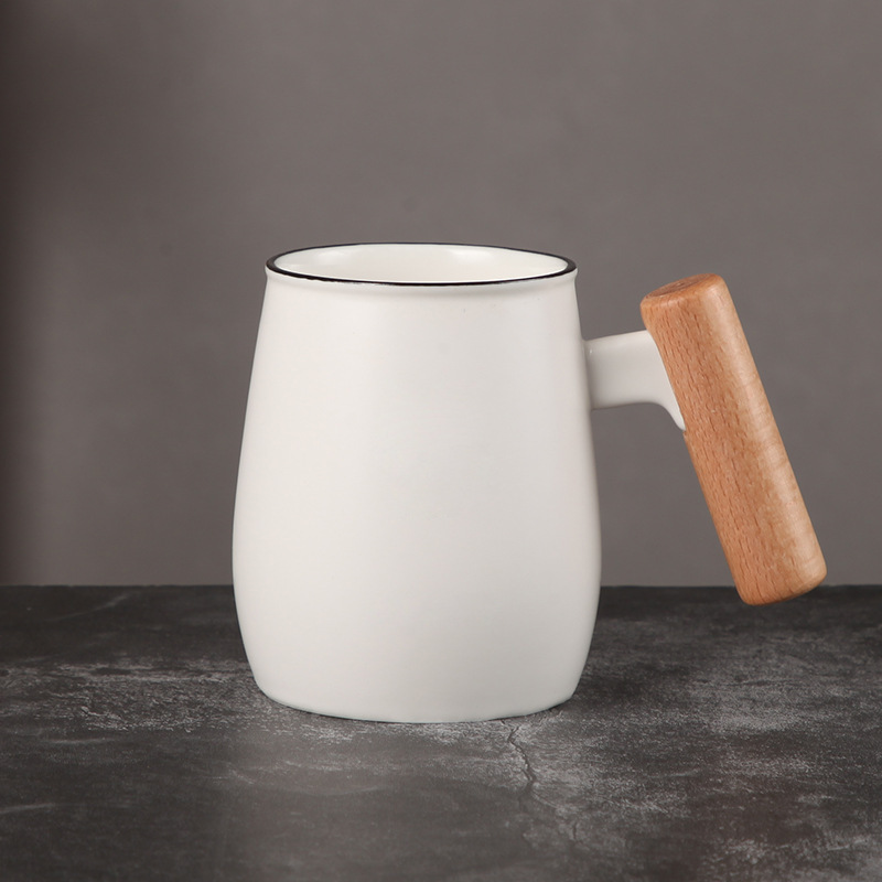 Nordic Porcelain Cup With Bamboo Lid And Spoon Wooden Handle Ceramic Coffee Mug Featured Image