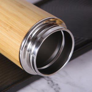 China high quality straight stainless steel natural bamboo shell thermal tea mugs cup