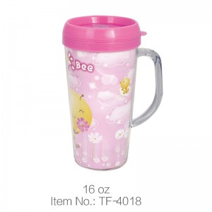 Logo Portables Clear Paper Insert Plastic Cup With handle