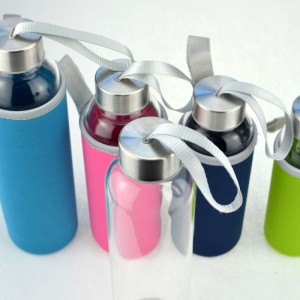 ODM Modern Clear Glass Water Bottle With Pouch