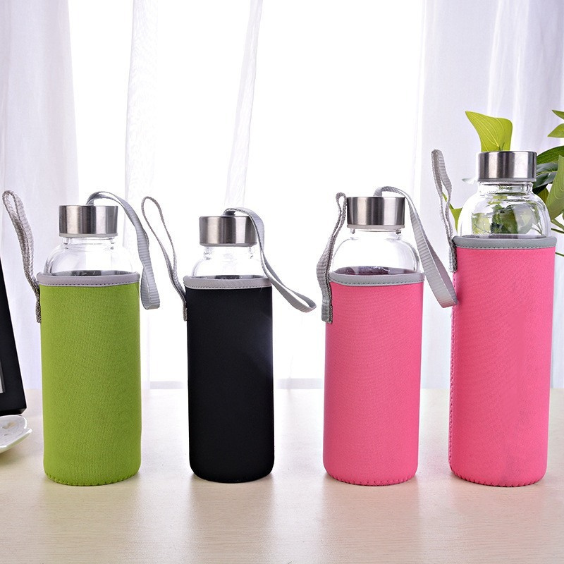 ODM Modern Clear Glass Water Bottle With Pouch Featured Image