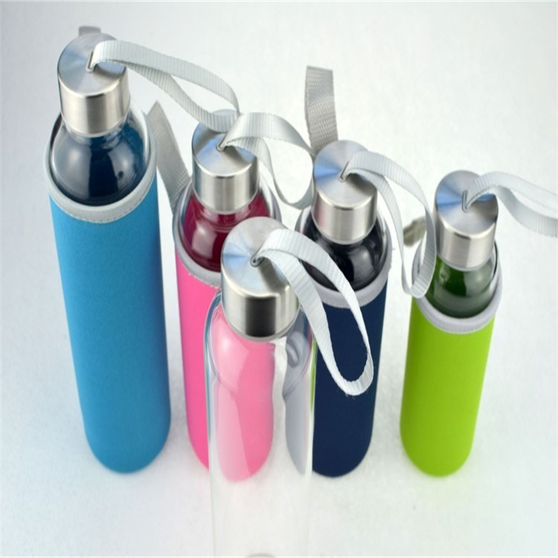 ODM Modern Clear Glass Water Bottle With Pouch Featured Image