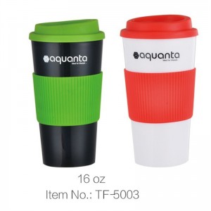 Private Label Shape Coffee Plastic Mug With Silicon Ring