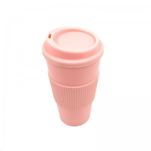 Private Label Shape Coffee Plastic Mug With Silicon Ring
