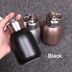 Stainless steel couple thermos cup with lifting ring made of bamboo