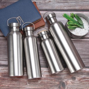 American large mouth sports bottle double layer stainless steel sports kettle bamboo cover sports bottle outdoor sports kettle