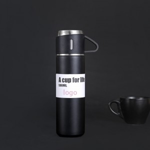 Vacuum 304 stainless steel thermos cup set portable practical business thermos cup steel cover water cup thermos cup
