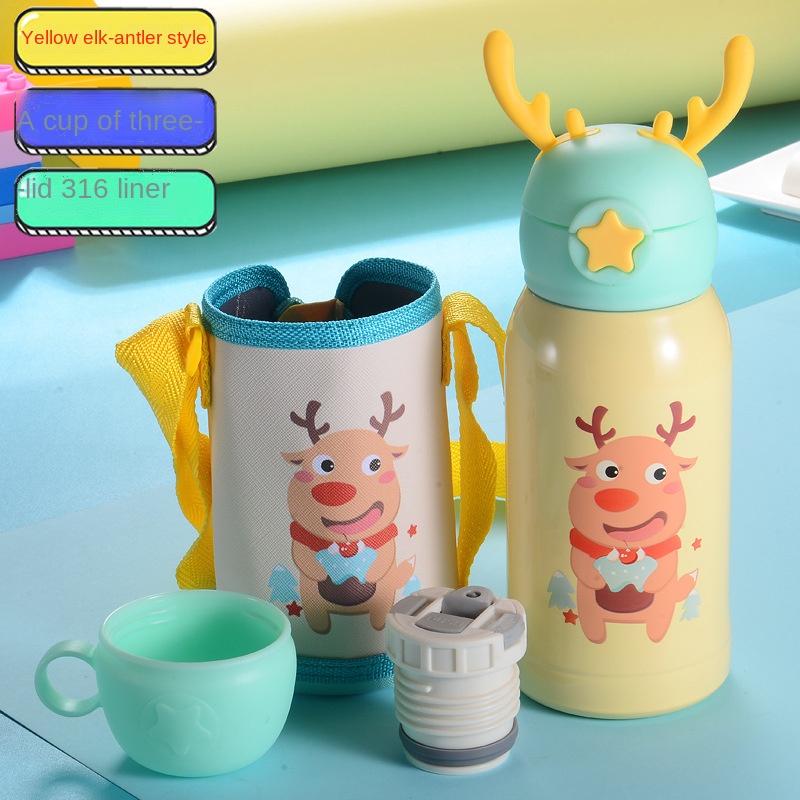 Antler children’s thermos cup stainless steel with straw Featured Image