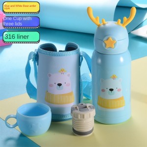 Antler children’s thermos cup stainless steel with straw