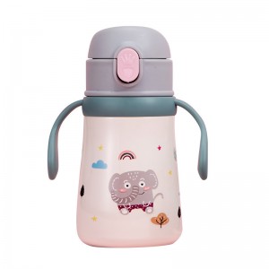 Stainless steel thermos flask children’s cartoon straw cup