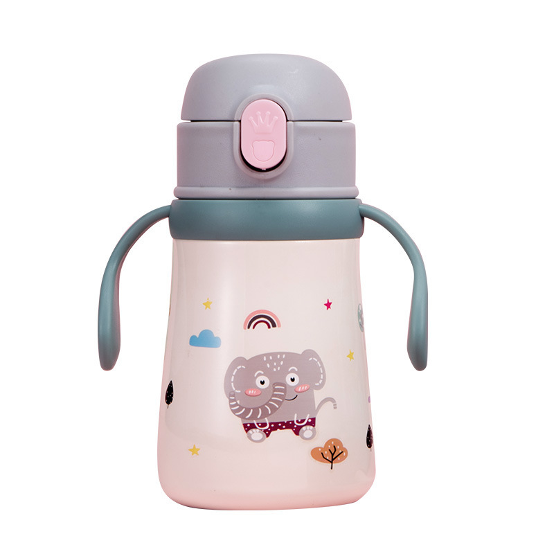 Stainless steel thermos flask children’s cartoon straw cup Featured Image
