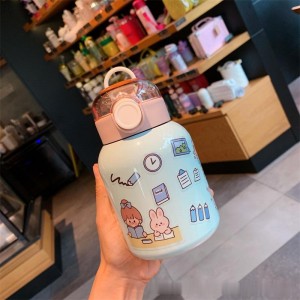Korean cartoon stainless steel thermos cup bouncing cover